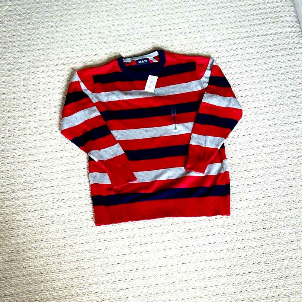 The Children's Place Boys Sweaters Size 10-12 Red Blue Grey Solid Stripe